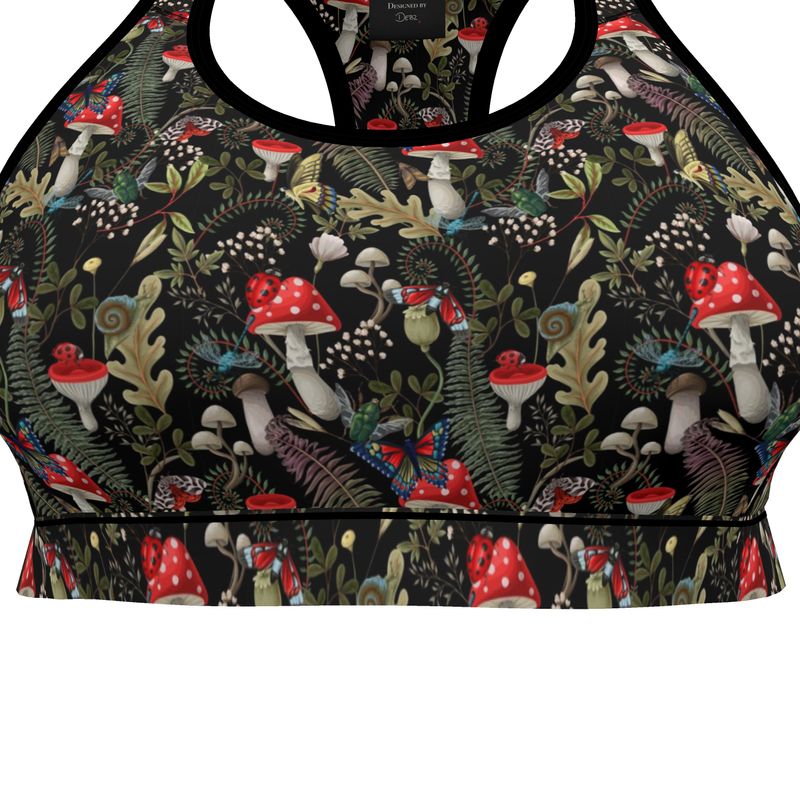 Sports Bralette | Mushrooms and Butterflies