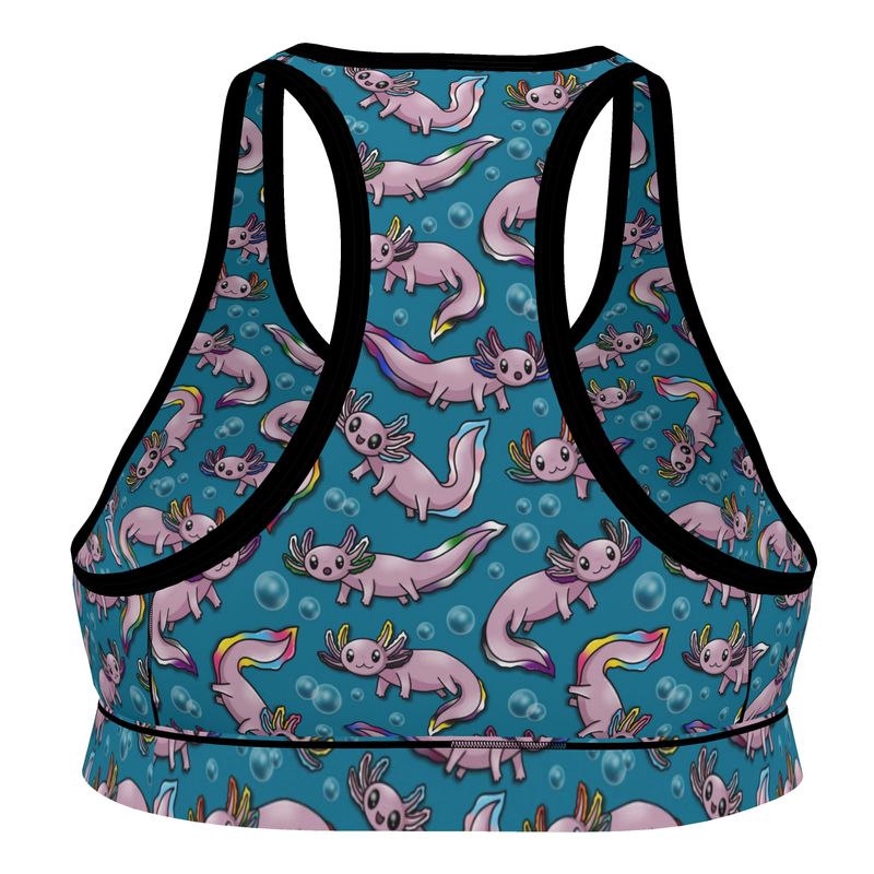 Sports Bra | Wilde Mode Pride Axolotl Print |UK Made