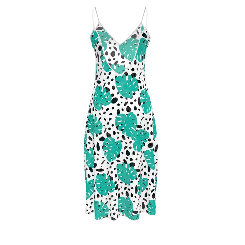 Strappy Midi Dress | Leopard Print Monsera | UK Made