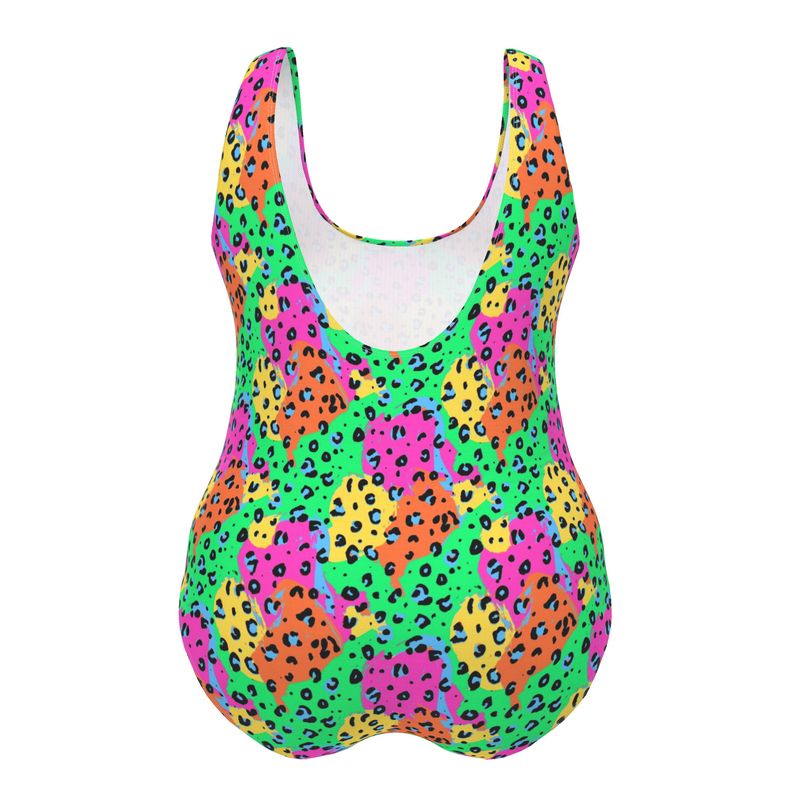 Designer Swimsuit | Neon Pool-Safe Leopard Print | UK Made