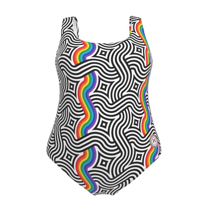Handmade Swimsuit | Full coverage | Abstract Rainbow | UK Made