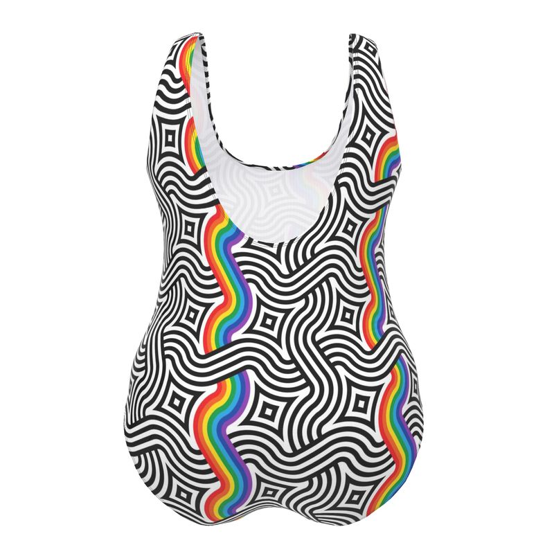 Handmade Swimsuit | Full coverage | Abstract Rainbow | UK Made