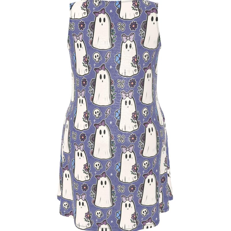 Handmade Skater Dress | Lilac Ghosts and Flowers| UK Made