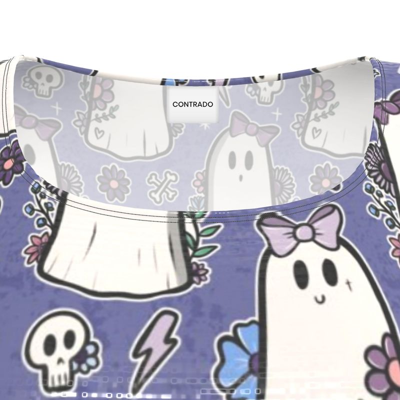 Handmade Skater Dress | Lilac Ghosts and Flowers| UK Made