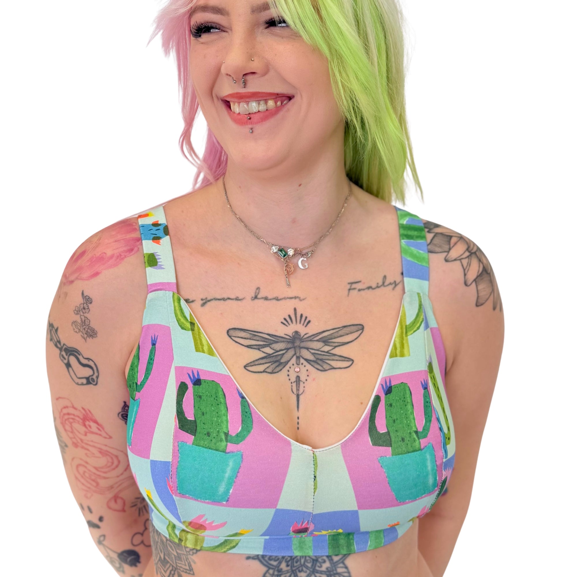 DBD Comfort Bra | Patchwork Cactus Print | Organic Cotton