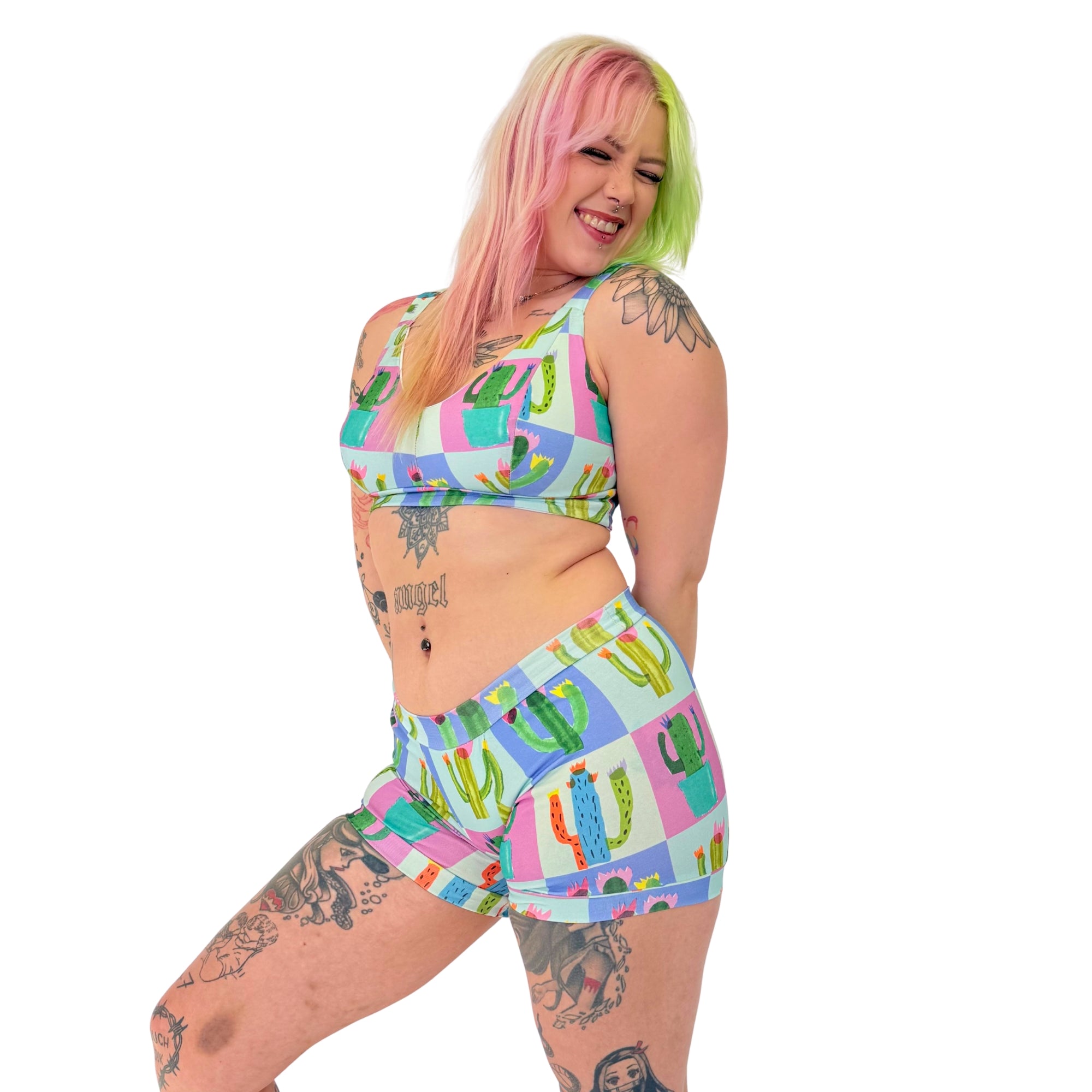 DBD Comfort Bra | Patchwork Cactus Print | Organic Cotton