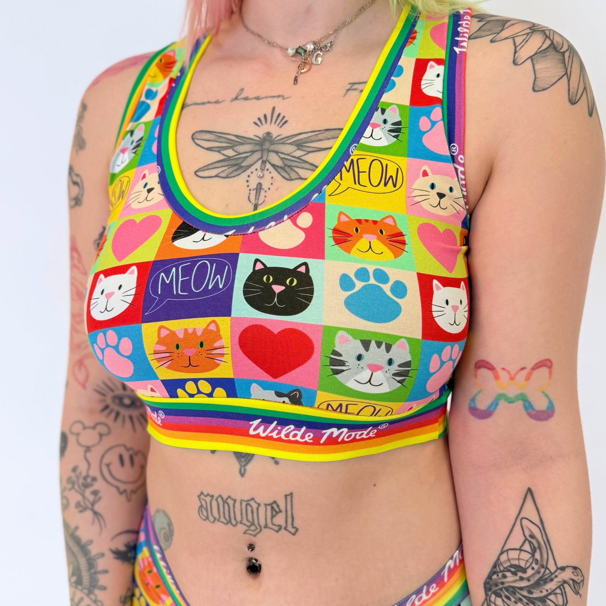 Comfort Bralette | Wilde Mode Patchwork Cats | Organic Cotton