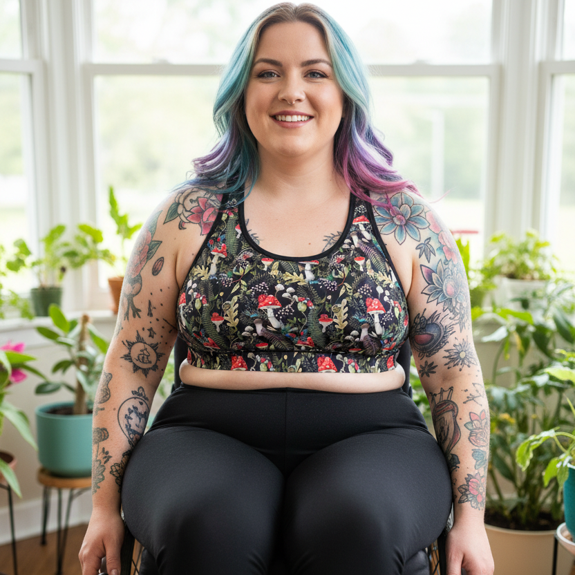 Sports Bra | Mushrooms and Butterflies