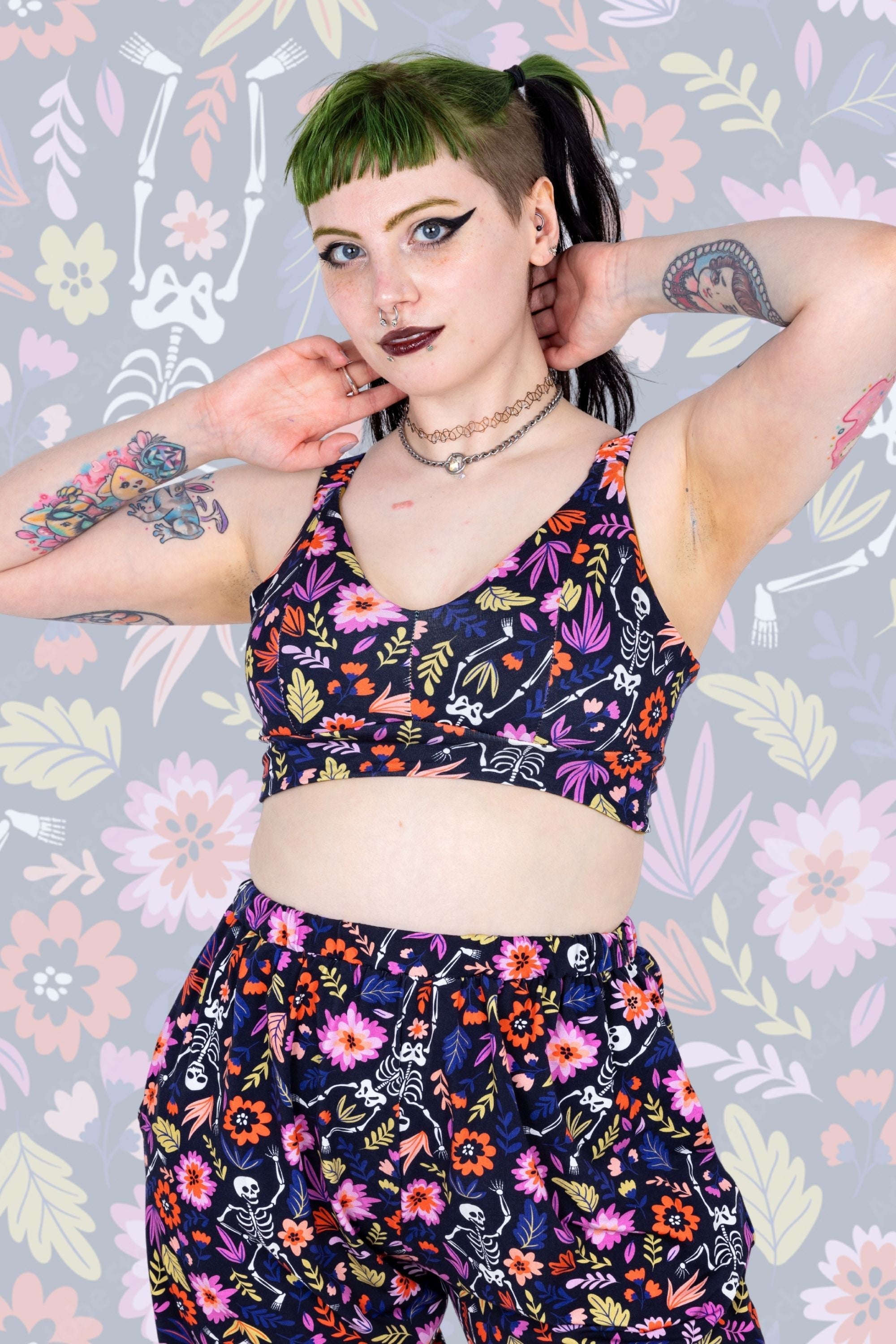 Comfort Bra | Dancing Skeletons Print | Organic Cotton