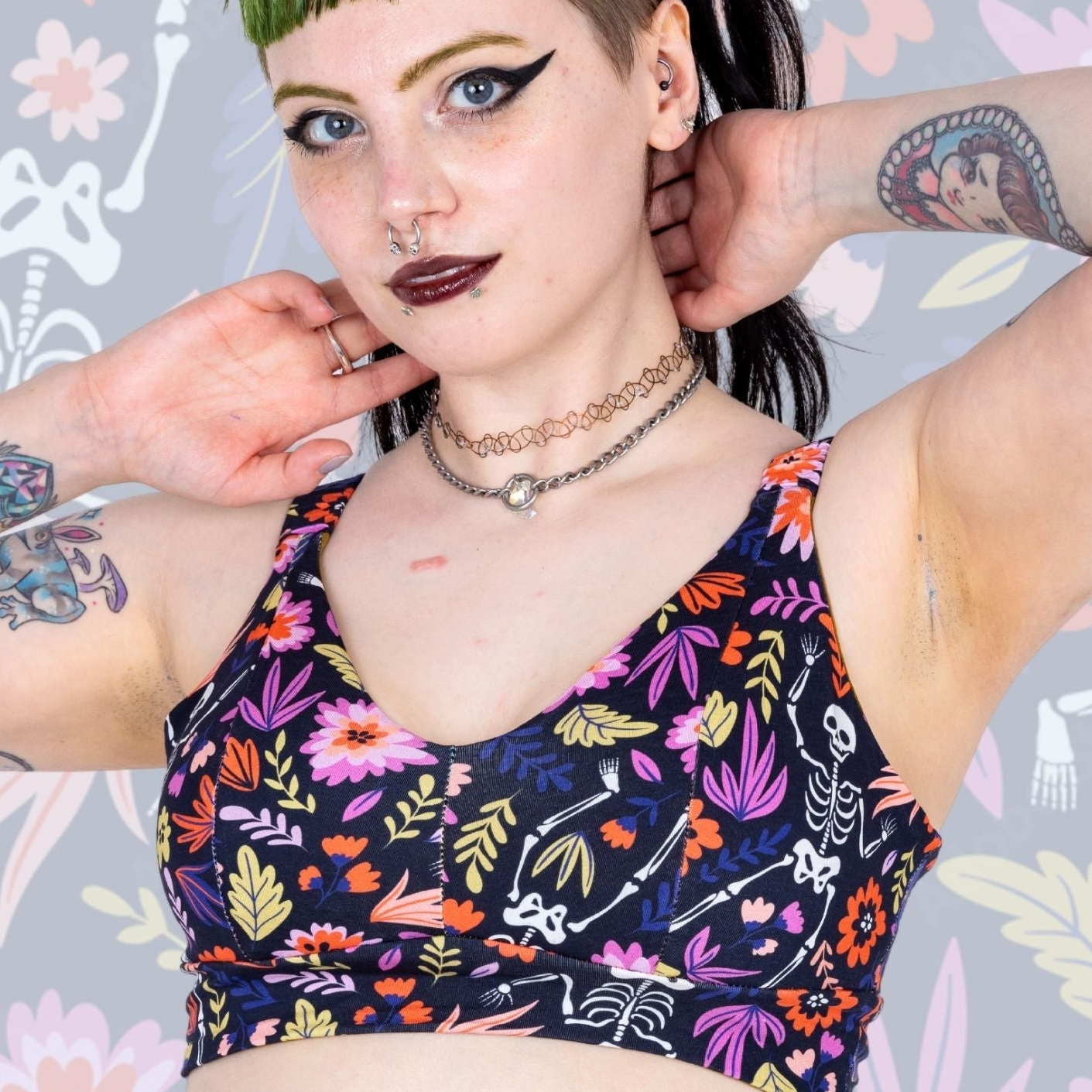 Comfort Bra | Dancing Skeletons Print | Organic Cotton
