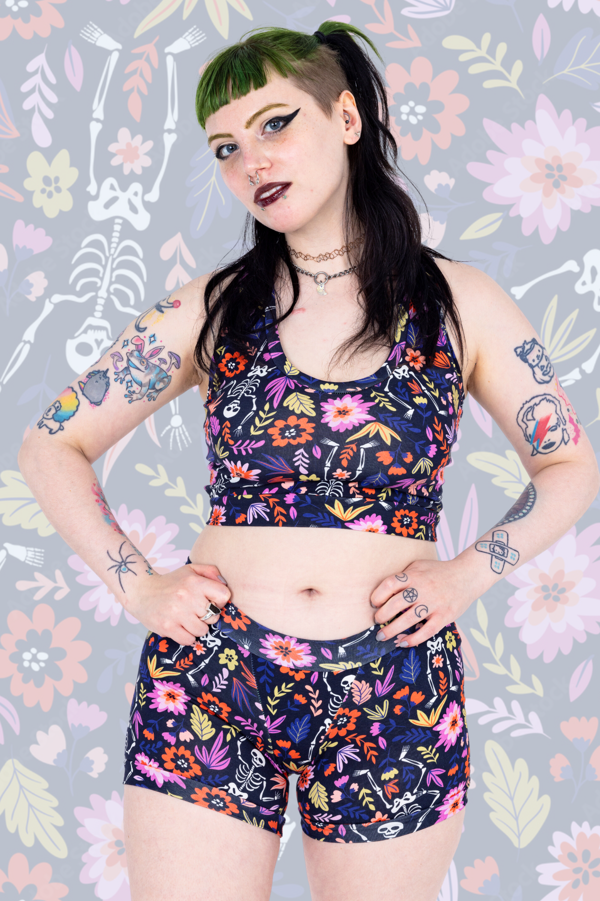 Comfort Bralette | Dancing Skeleton Print | Organic Cotton