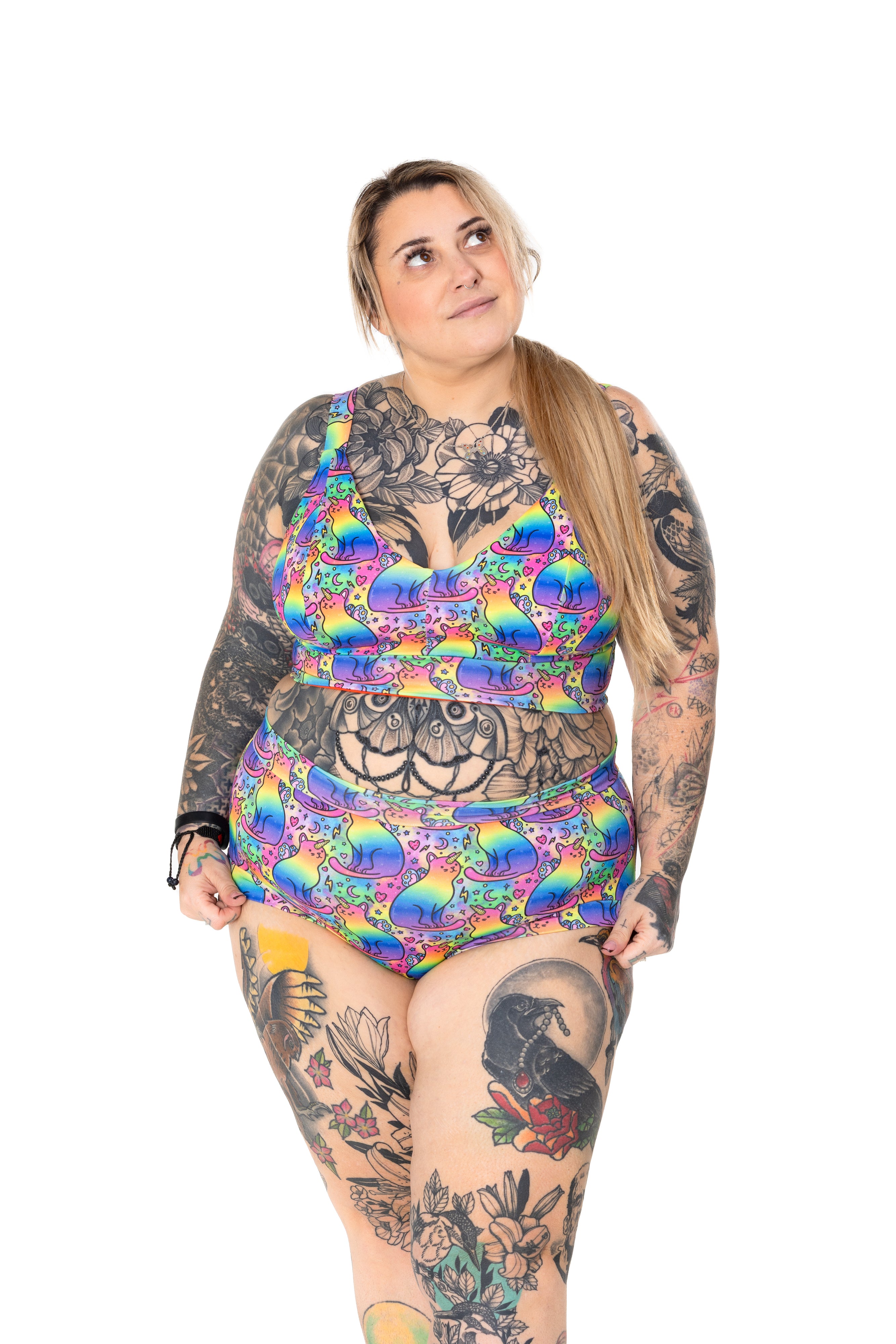 Wilde Mode Comfort Bra | Rainbow Unicorn Cats | Organic Cotton