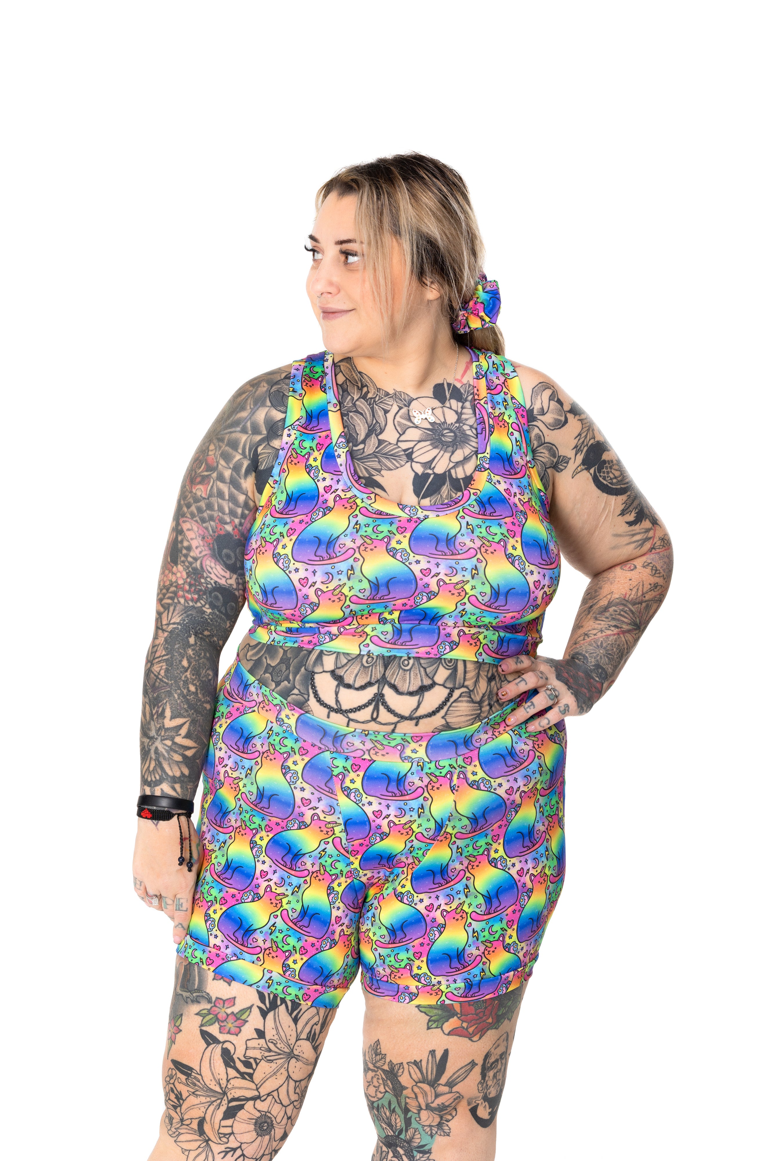 Wilde Mode Comfort Bralette | Rainbow Unicorn Cats | Organic Cotton