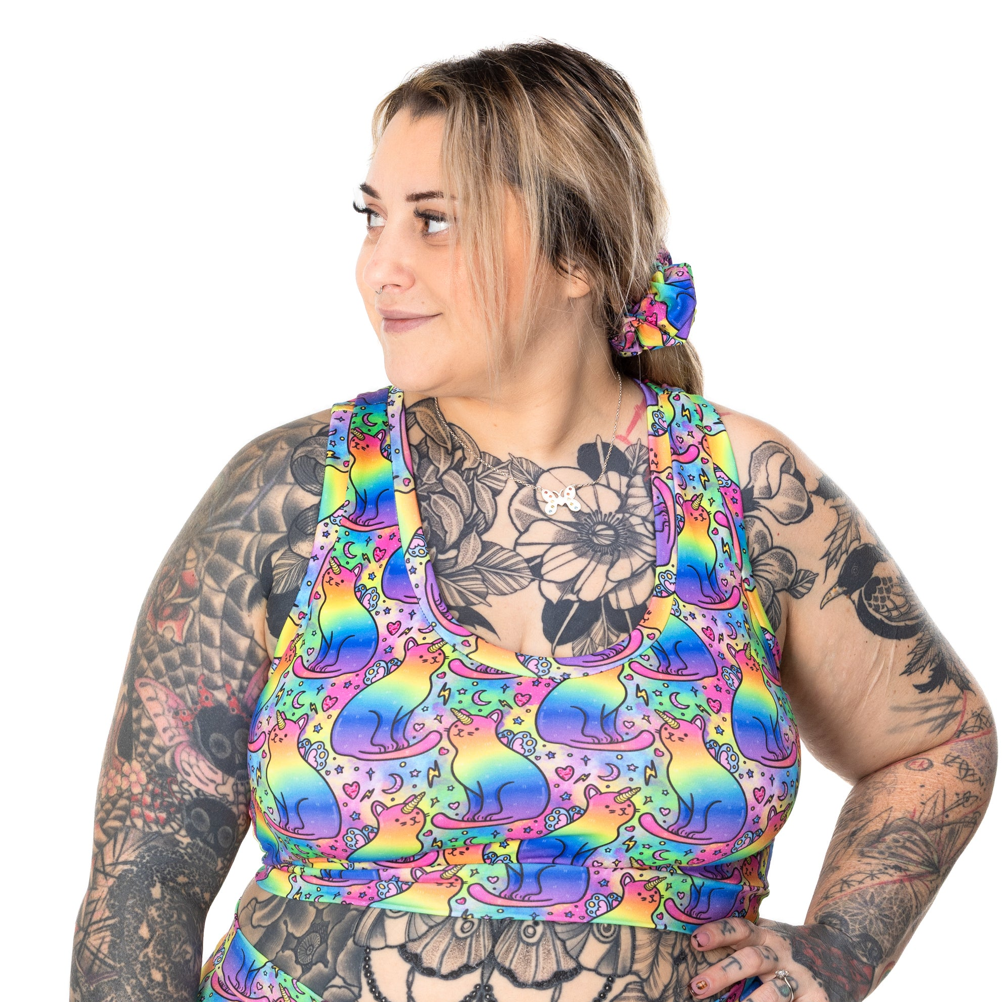 Wilde Mode Comfort Bralette | Rainbow Unicorn Cats | Organic Cotton