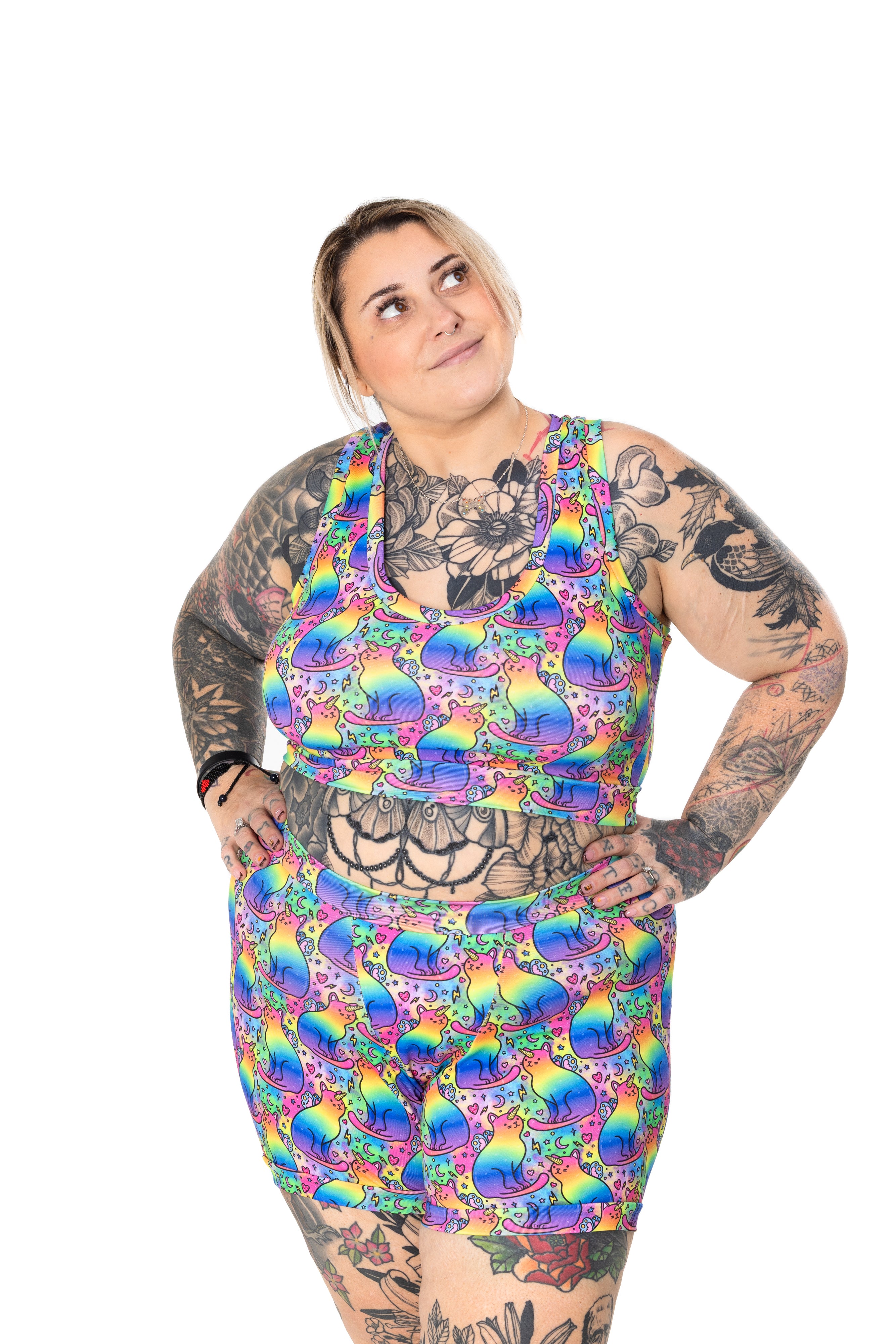 Wilde Mode Comfort Bralette | Rainbow Unicorn Cats | Organic Cotton