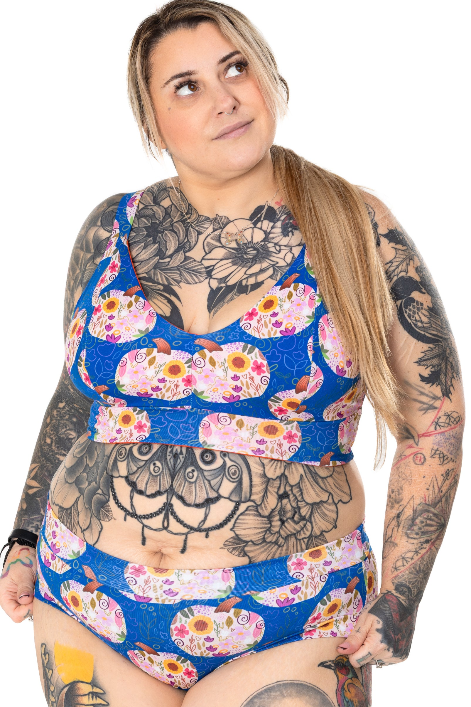 Comfort Bra | Floral Pumpkins Print | Organic Cotton