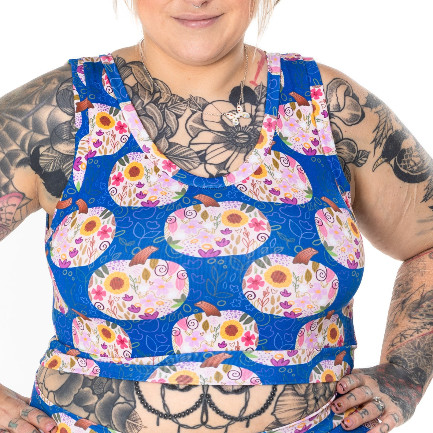Comfort Bralette | Floral Pumpkins Print | Organic Cotton