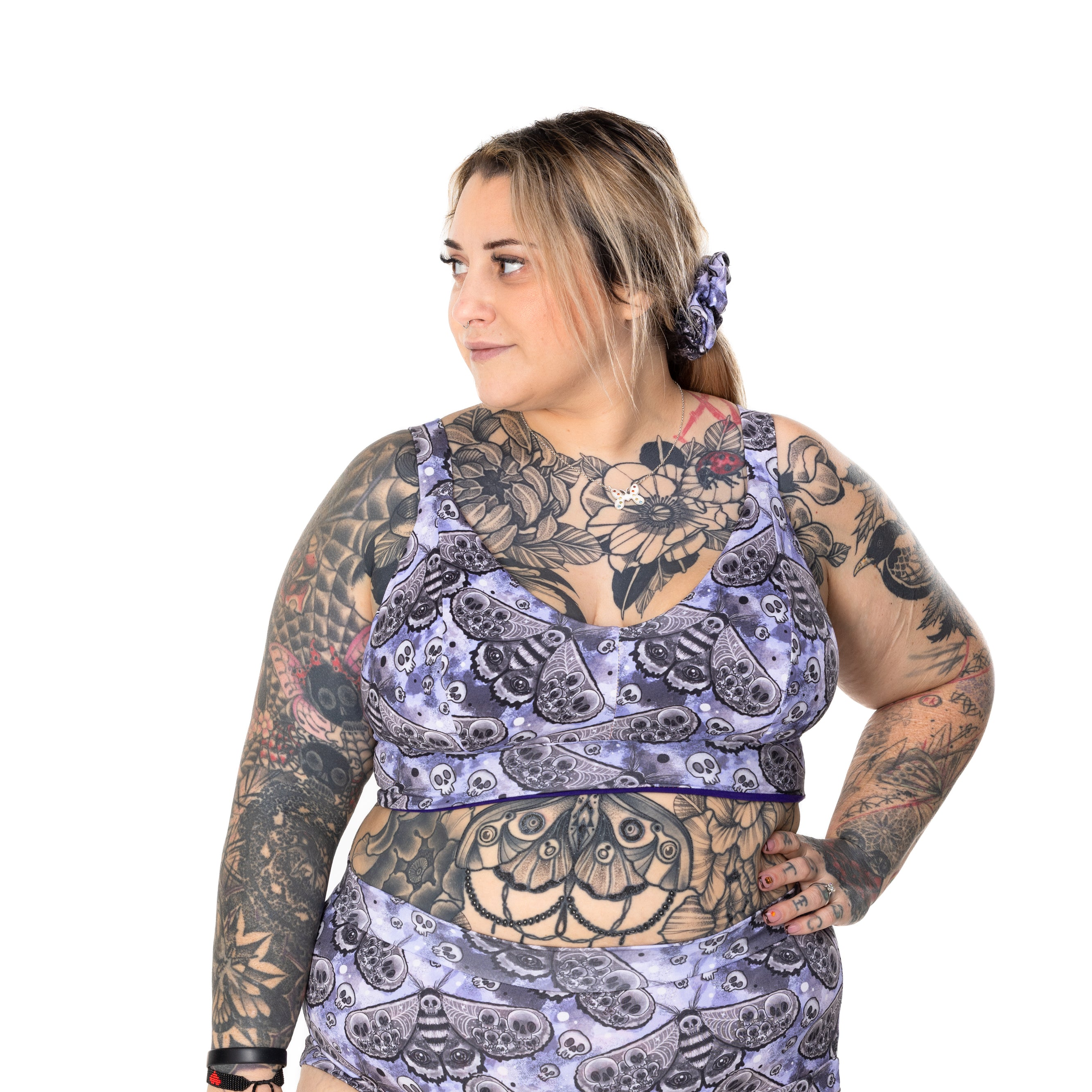 Comfort Bra | Lilac Goth Moth Print | Organic Cotton
