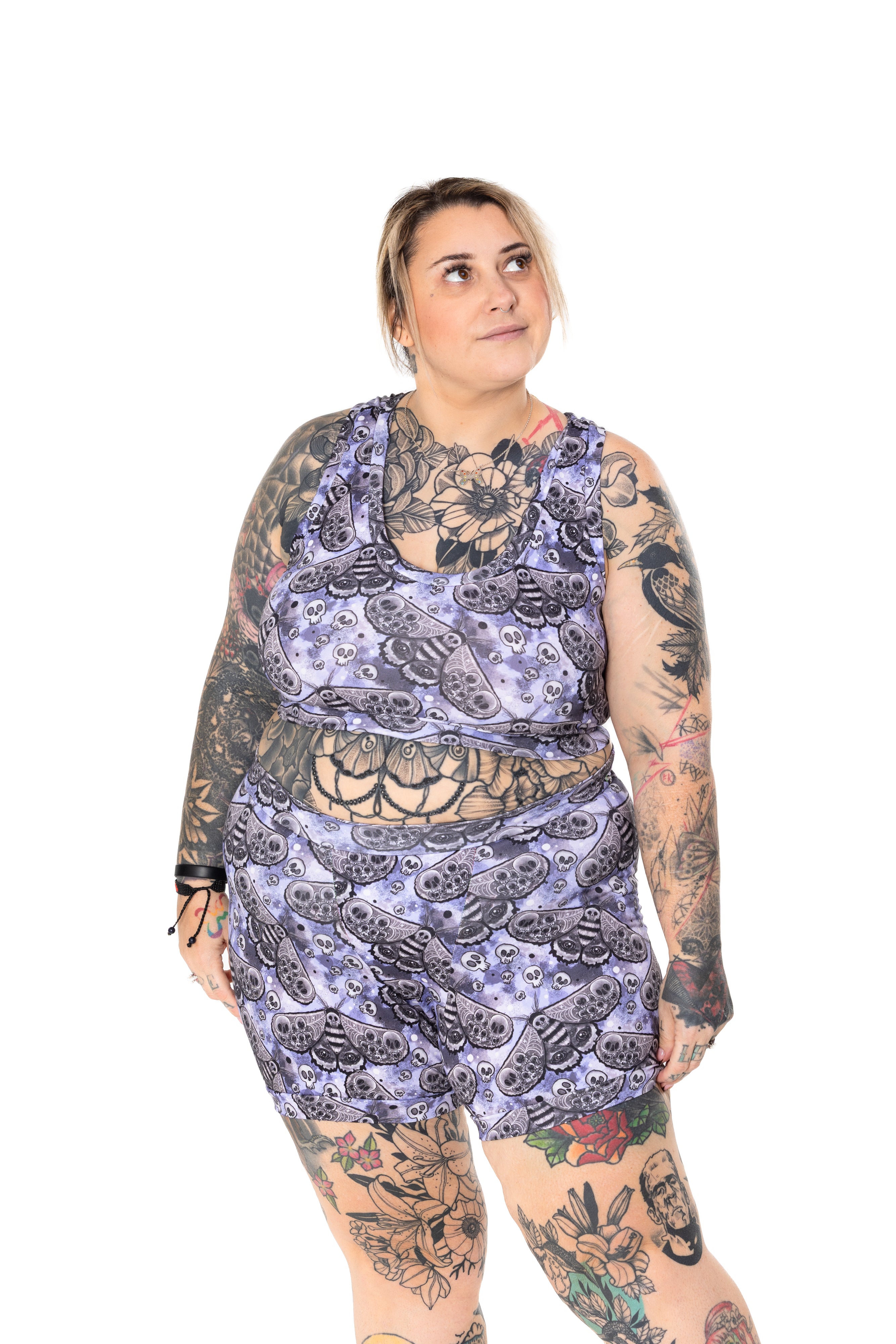 Comfort Bralette | Lilac Goth Moth Print | Organic Cotton