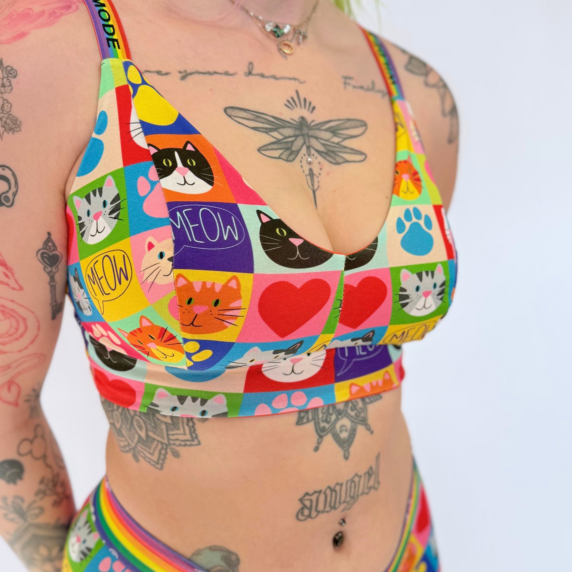 Comfort Bra | Wilde Mode Patchwork Cats | Organic Cotton
