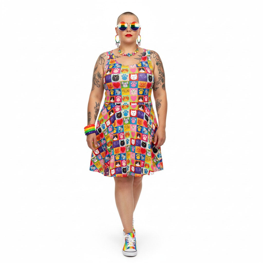 Skater Dress | Patchwork Cats | Cotton