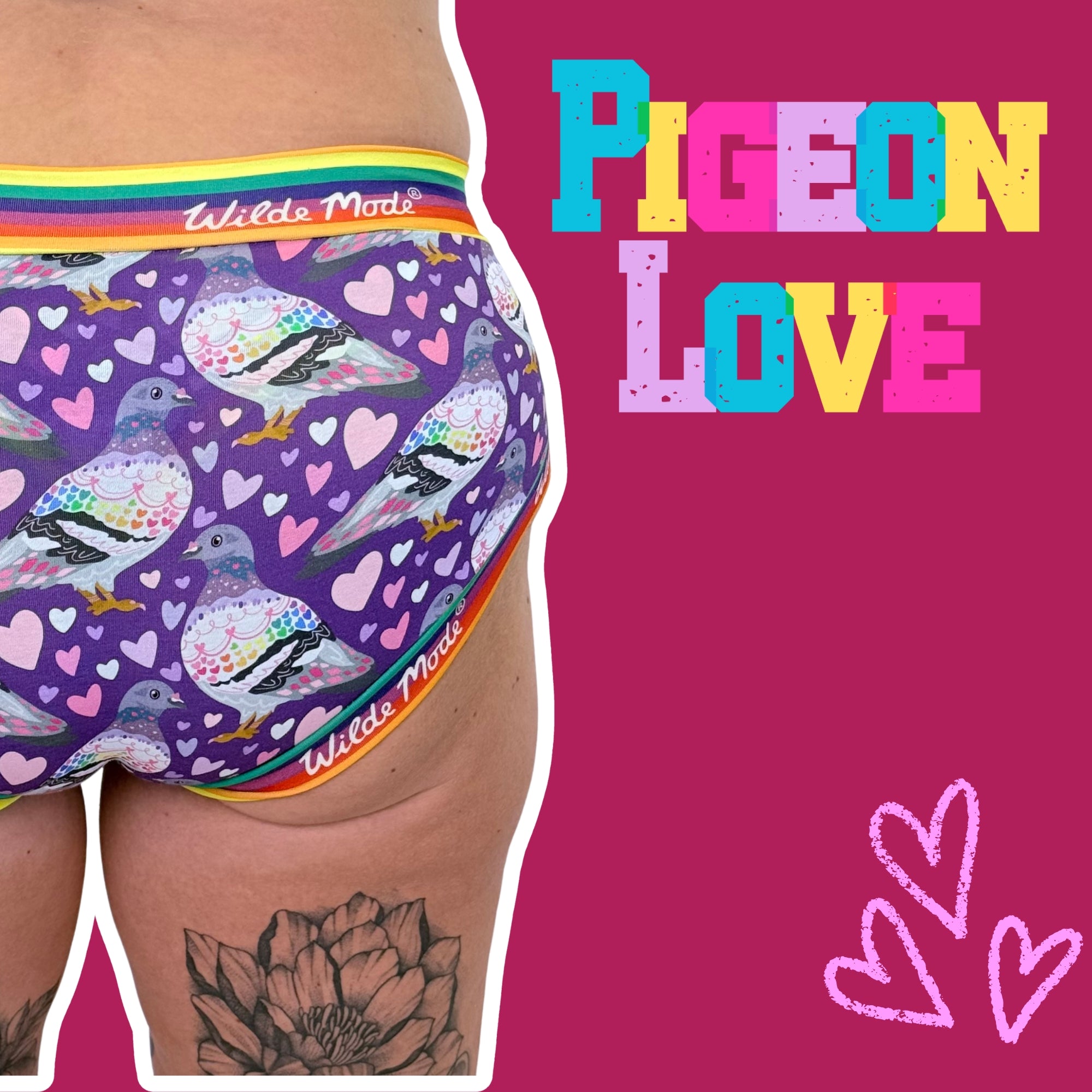 Wilde Mode Comfort Briefs | Pigeon Love | Organic Cotton
