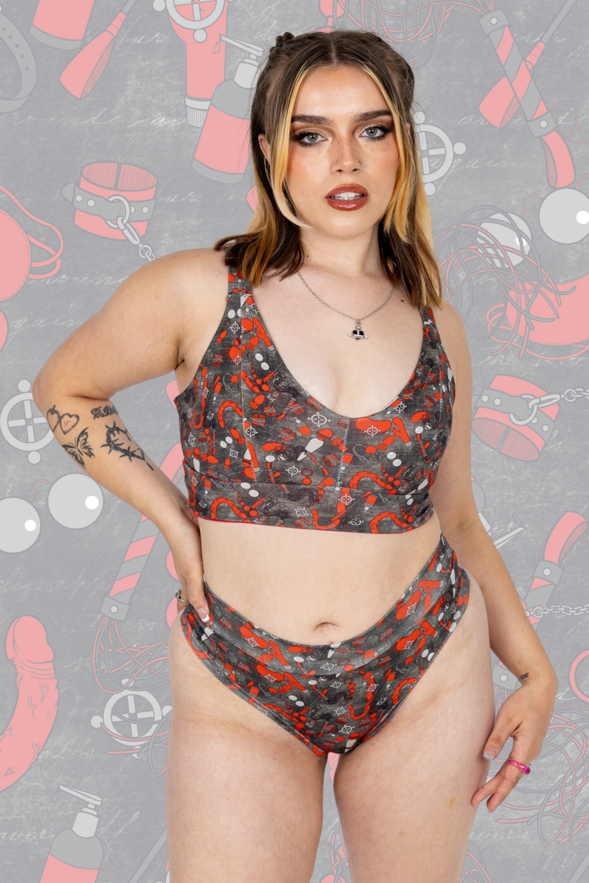 Wilde Mode Comfort Bra | Kinky Sex Toy Print | Organic Cotton