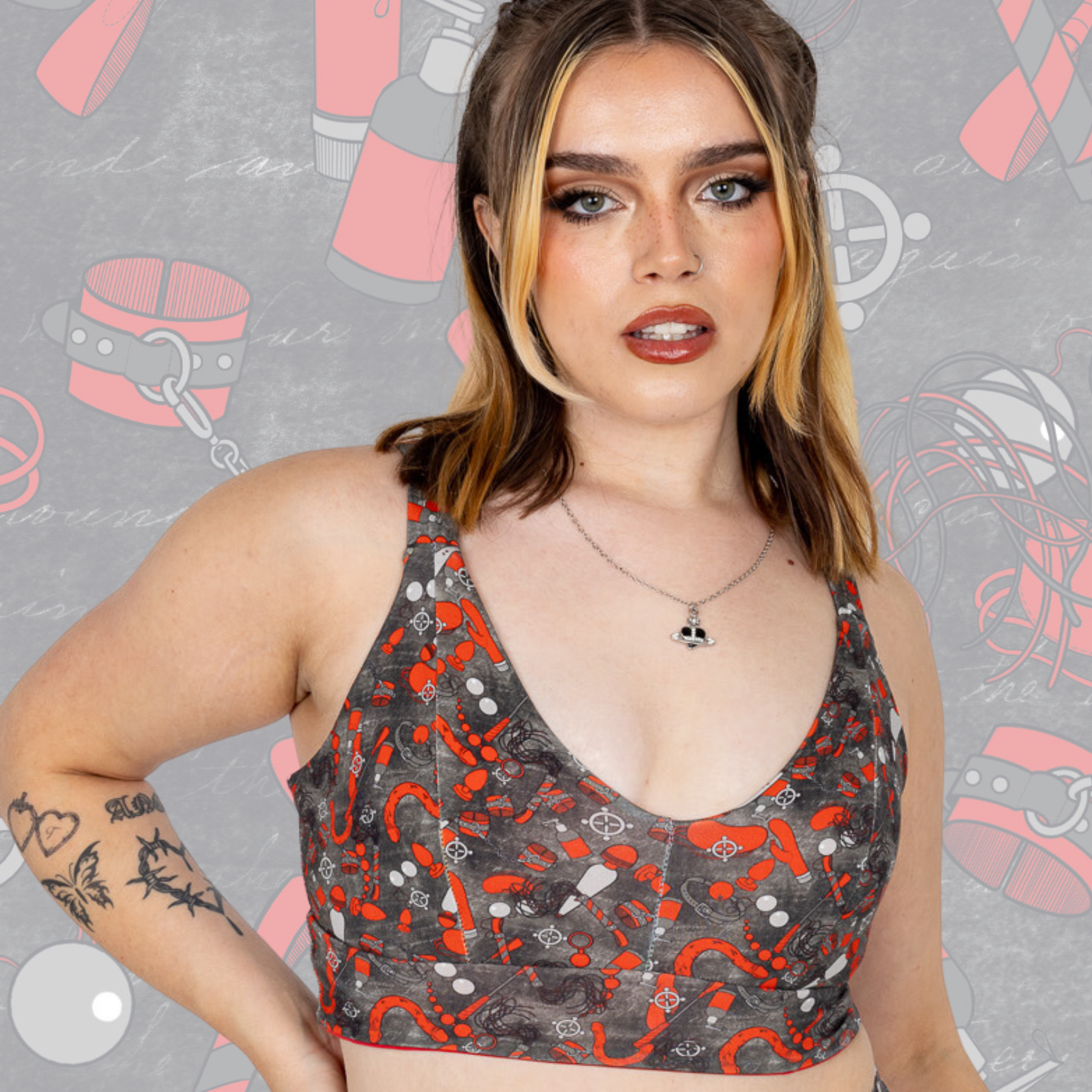 Wilde Mode Comfort Bra | Kinky Sex Toy Print | Organic Cotton