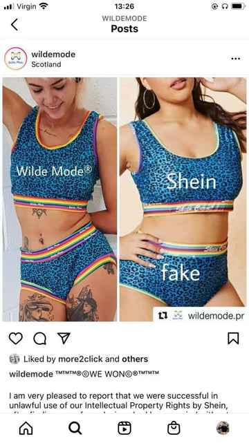 Comparison of Wilde Mode and the stolen Shein design. 