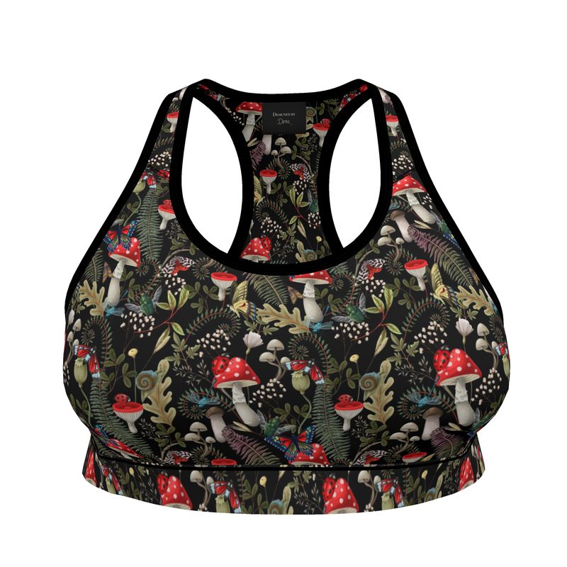 Sports Bra | Mushrooms and Butterflies