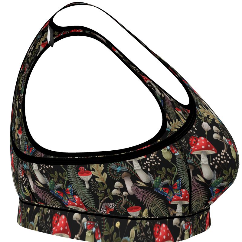 Sports Bralette | Mushrooms and Butterflies