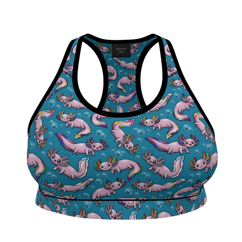 Sports Bra | Wilde Mode Pride Axolotl Print |UK Made