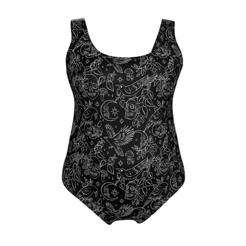 Swimsuit | Black and White Tattoo Print | UK Made
