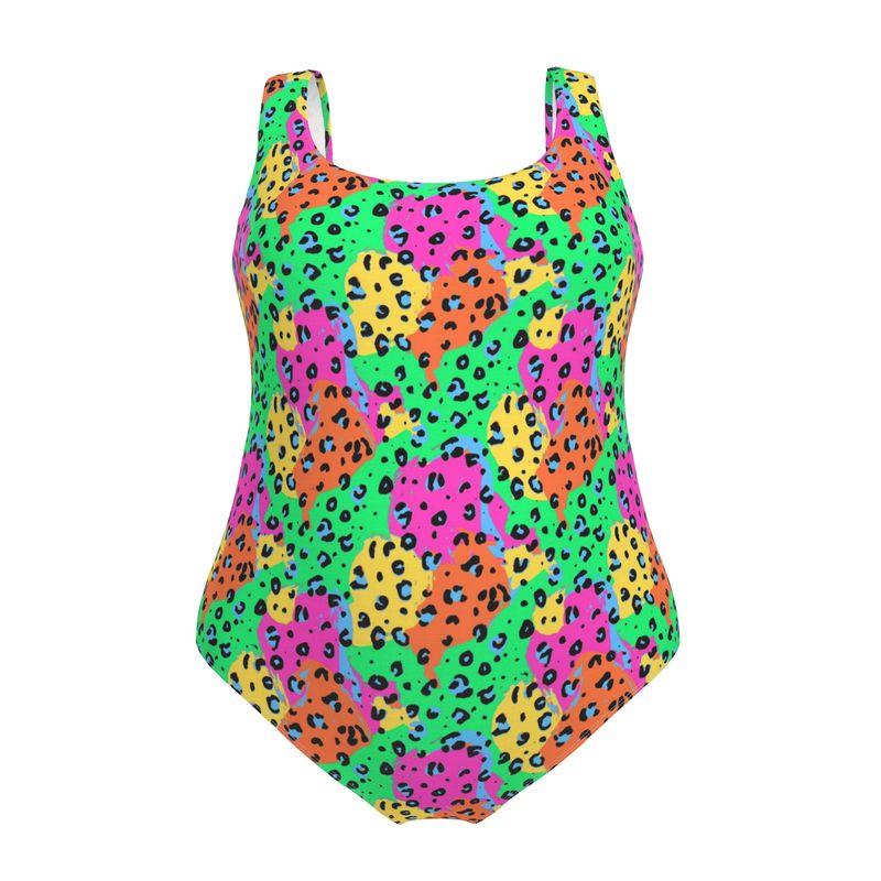 Designer Swimsuit | Neon Pool-Safe Leopard Print | UK Made