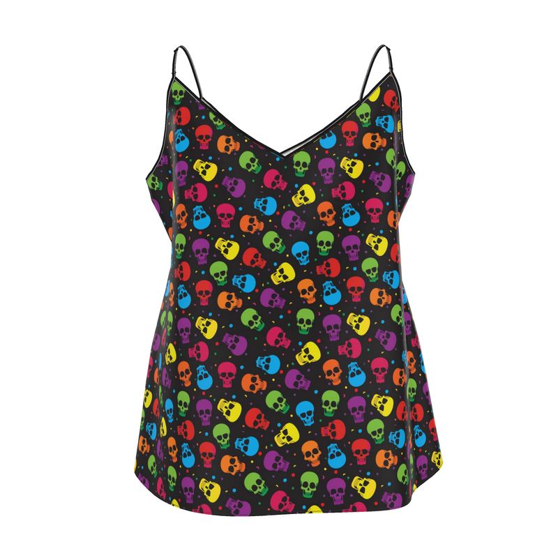 Mini Slip Satin Dress | Rainbow Goth Skulls | Uk Made XS-7XL