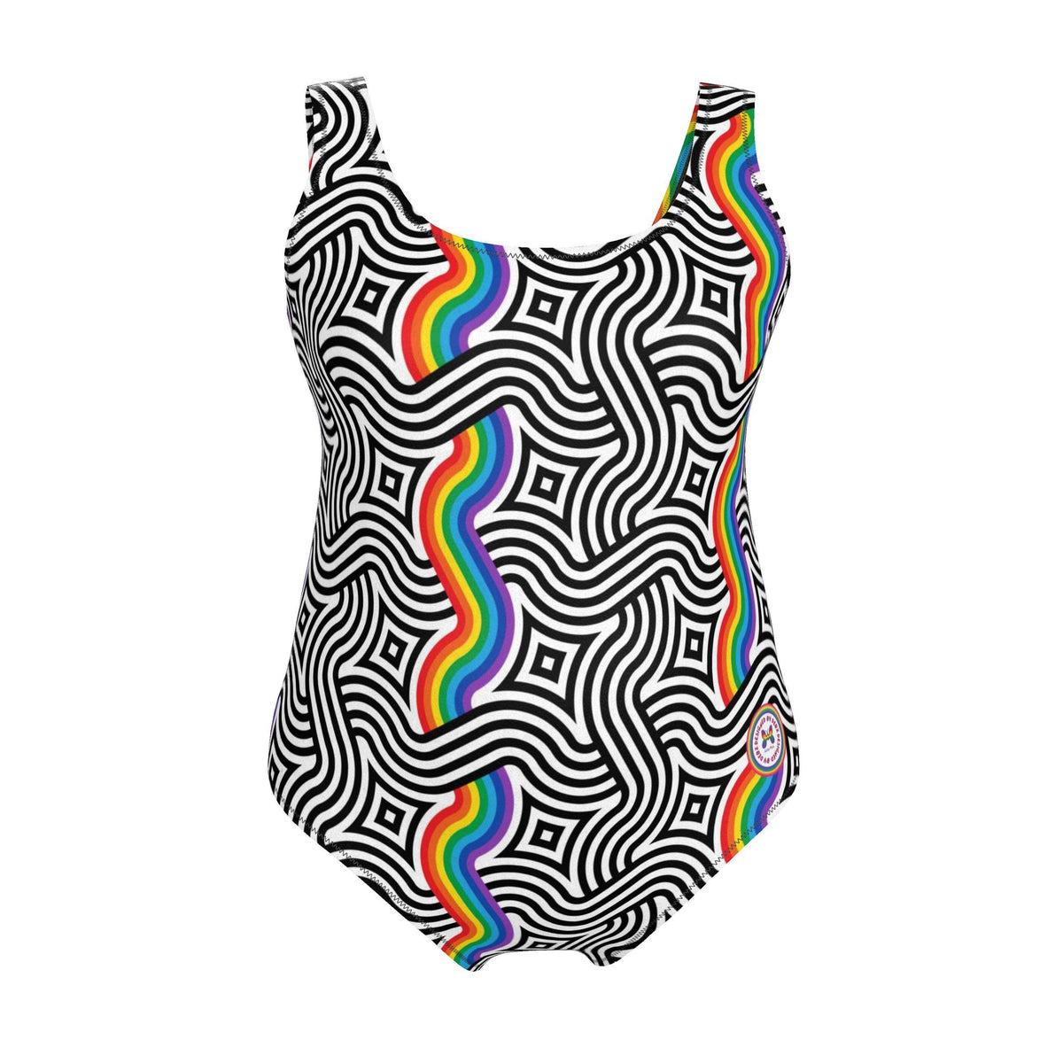 Handmade Swimsuit | Full coverage | Abstract Rainbow | UK Made