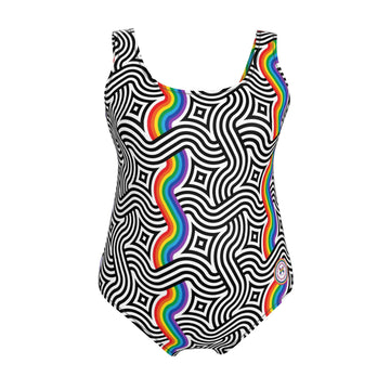 Handmade Swimsuit | Full coverage | Abstract Rainbow | UK Made
