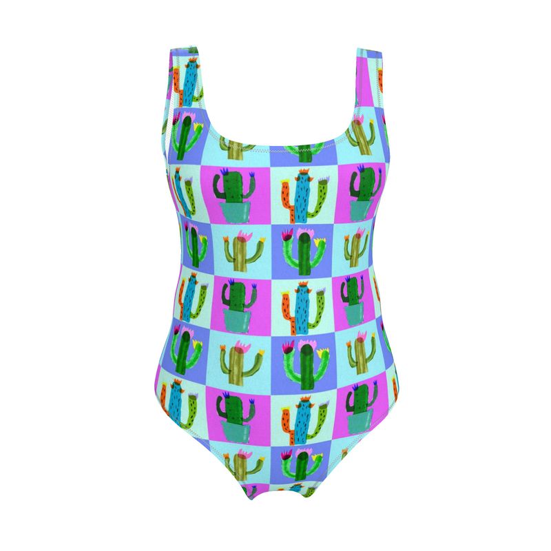 Handmade UK Swimsuit | Sizes 2XS to 7XL | Pop Art Cactus