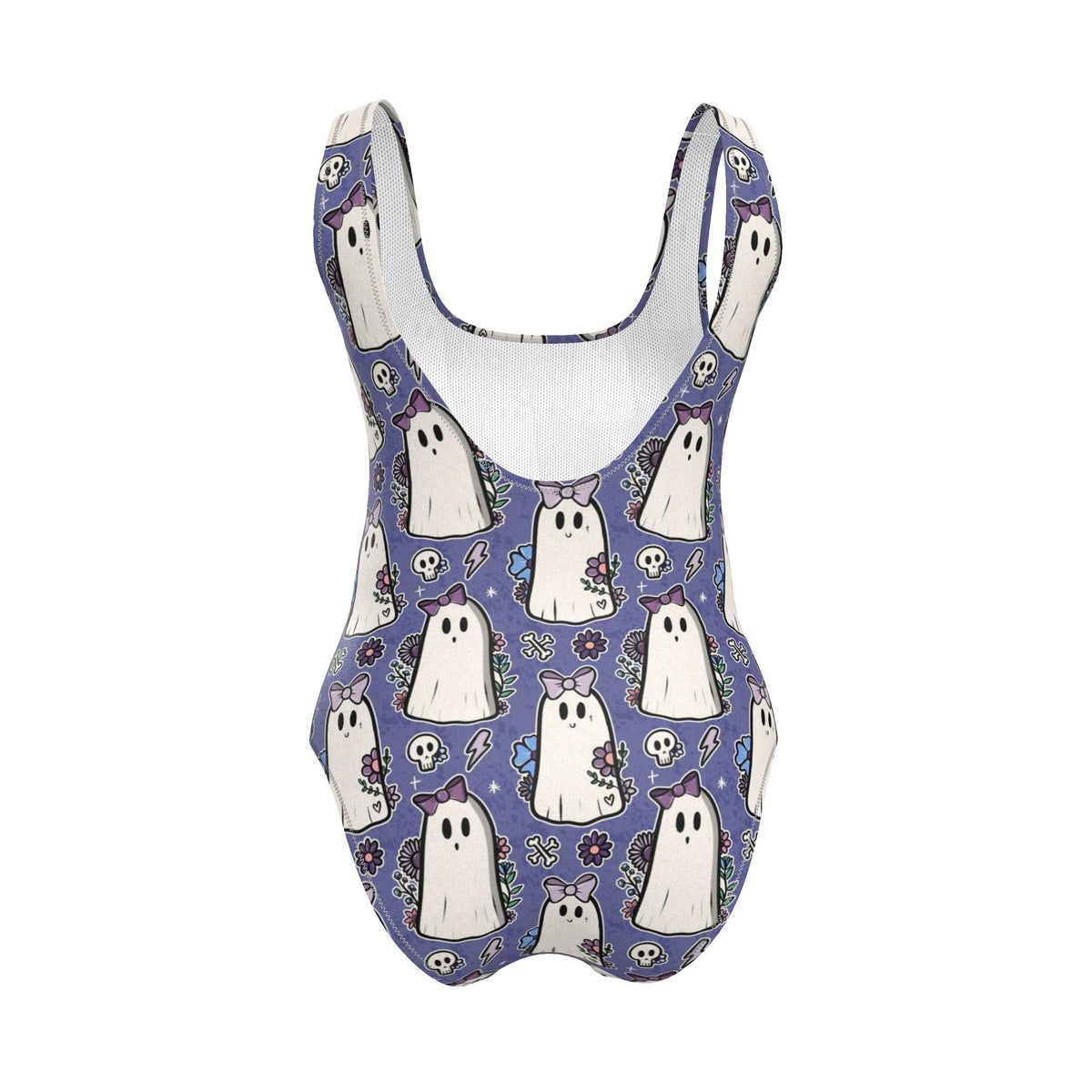 Handmade UK Swimsuit | Sizes 2XS to 7XL | Lilac Ghosts and Flowers