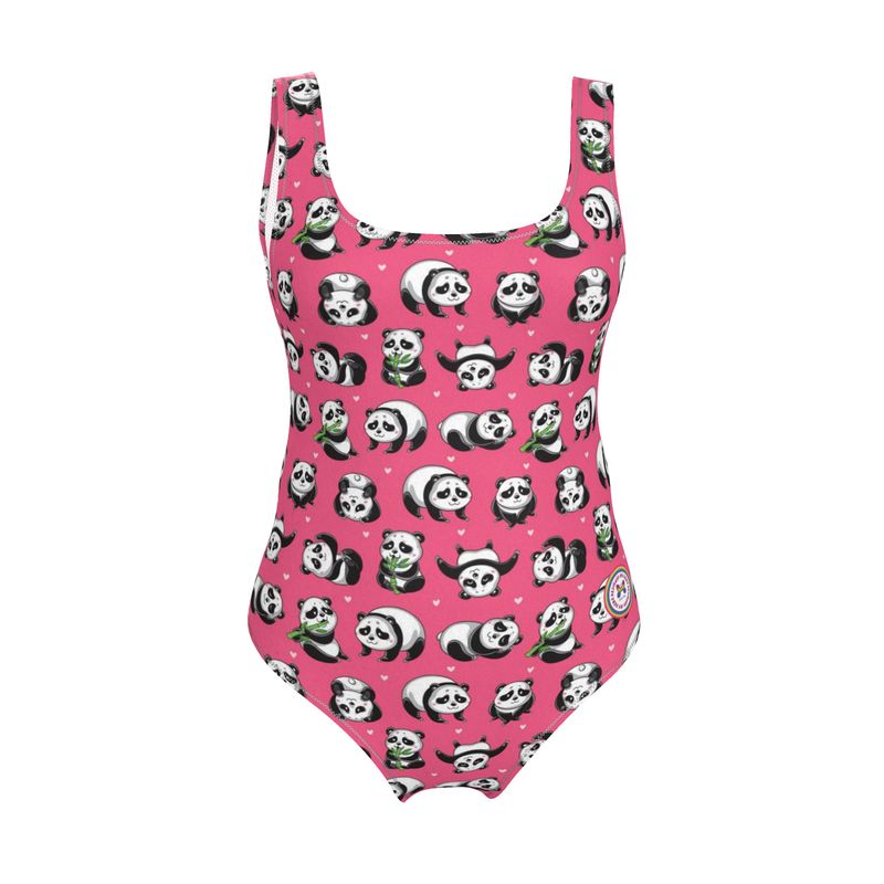 Handmade UK Swimsuit | Sizes 2XS to 7XL | Pandas on Pink