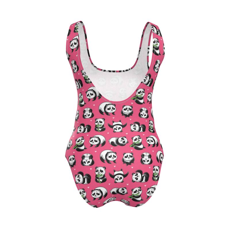 Handmade UK Swimsuit | Sizes 2XS to 7XL | Pandas on Pink