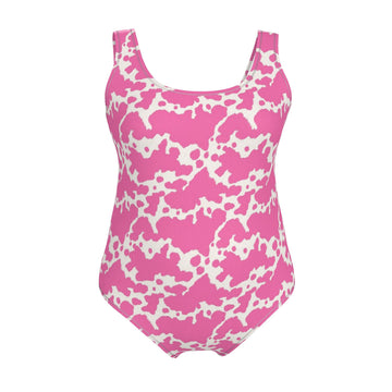 Swimsuit | Pink Cow Print | UK Made | 2XS - 7XL