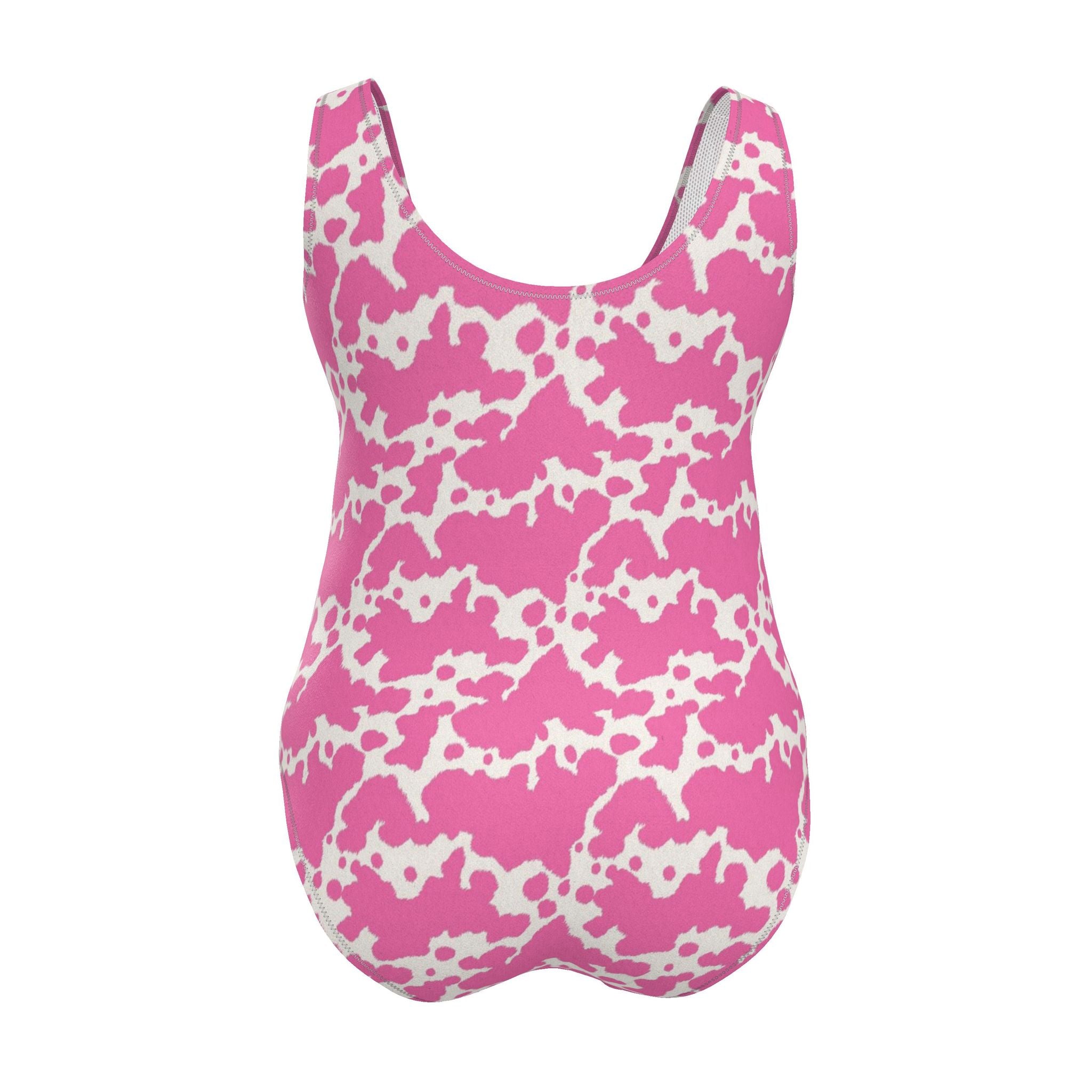 Swimsuit | Pink Cow Print | UK Made | 2XS - 7XL