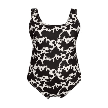 Swimsuit | Black Cow Print | UK Made | 2XS - 7XL