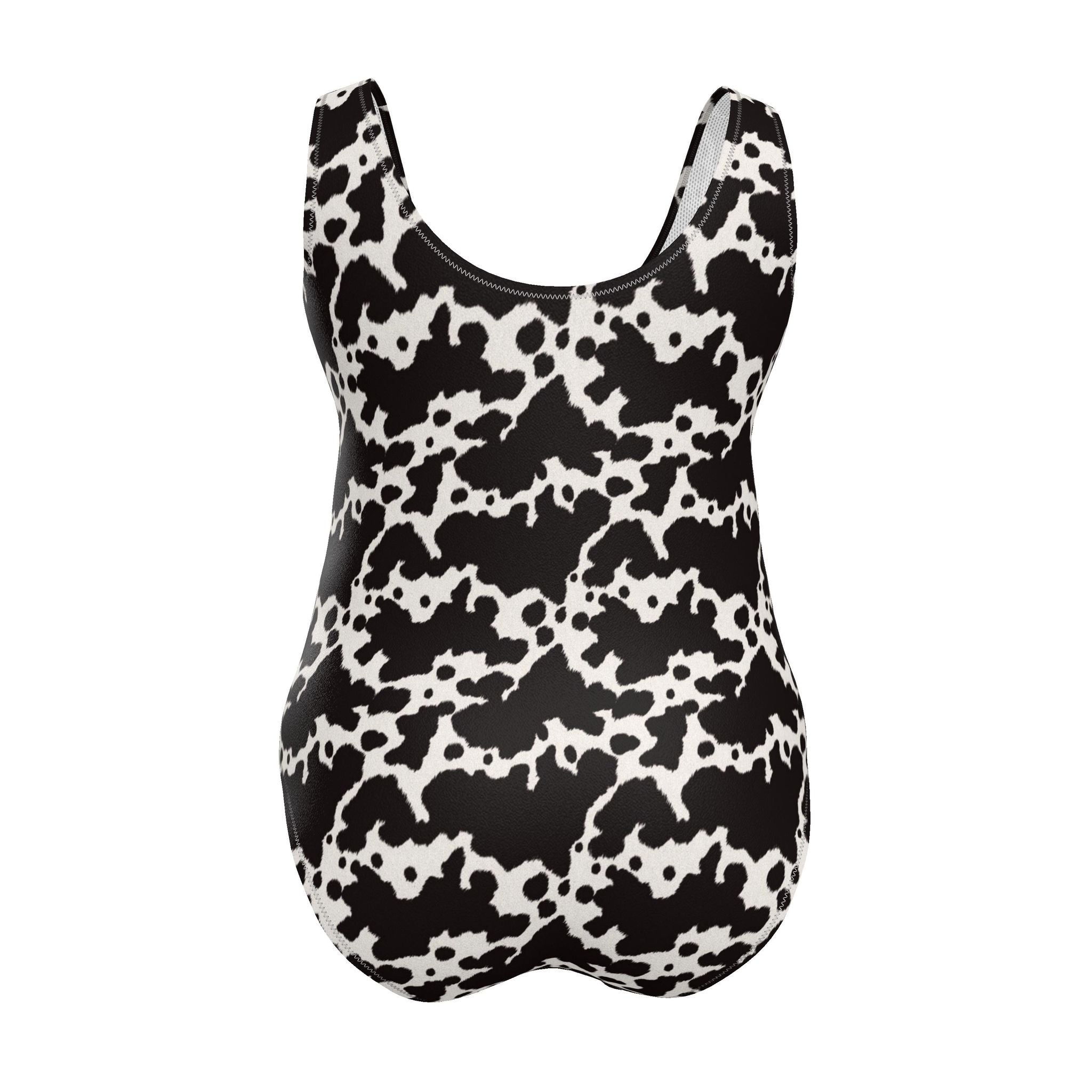 Swimsuit | Black Cow Print | UK Made | 2XS - 7XL