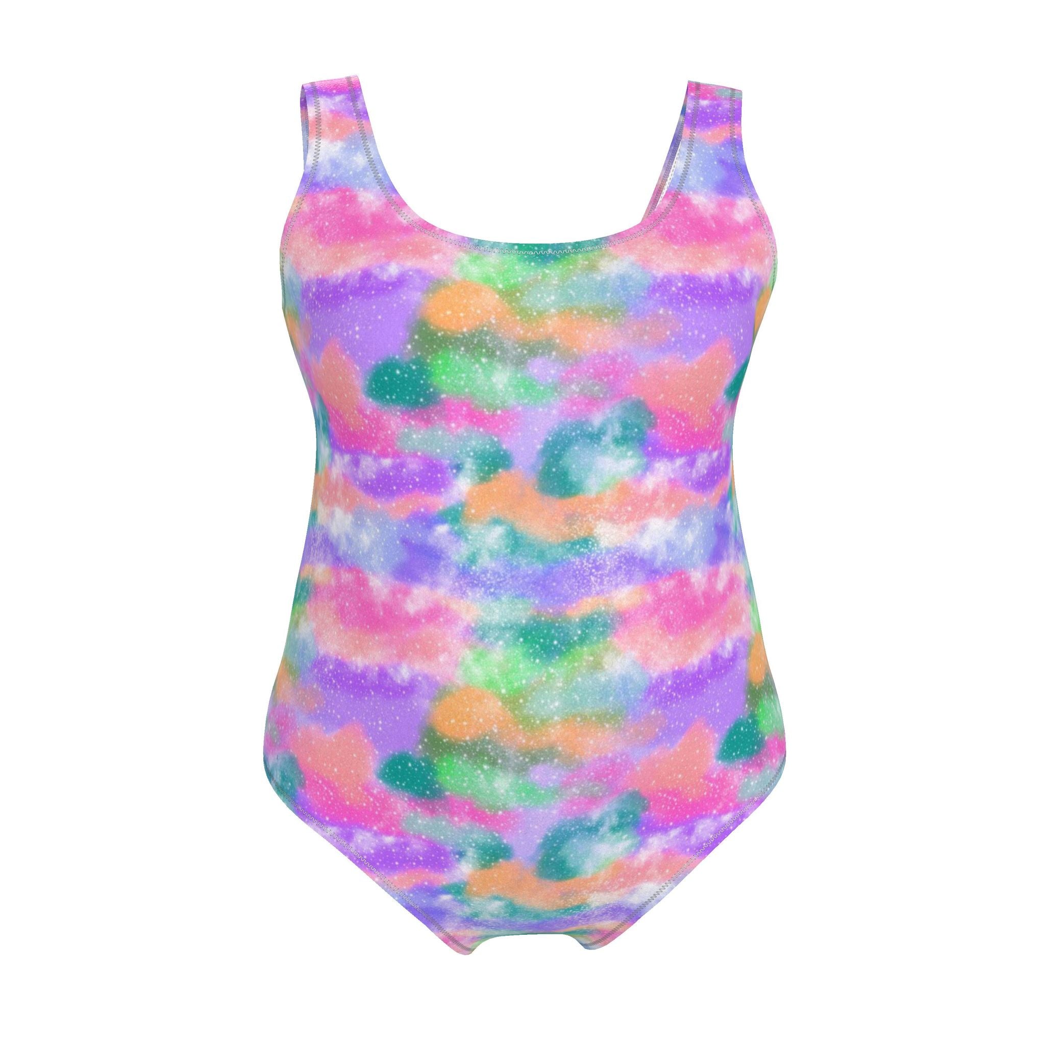 Swimsuit | Rainbow Watercolour Clouds Print | UK Made | 2XS - 7XL
