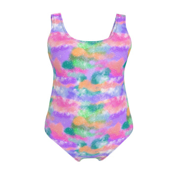 Swimsuit | Rainbow Watercolour Clouds Print | UK Made | 2XS - 7XL