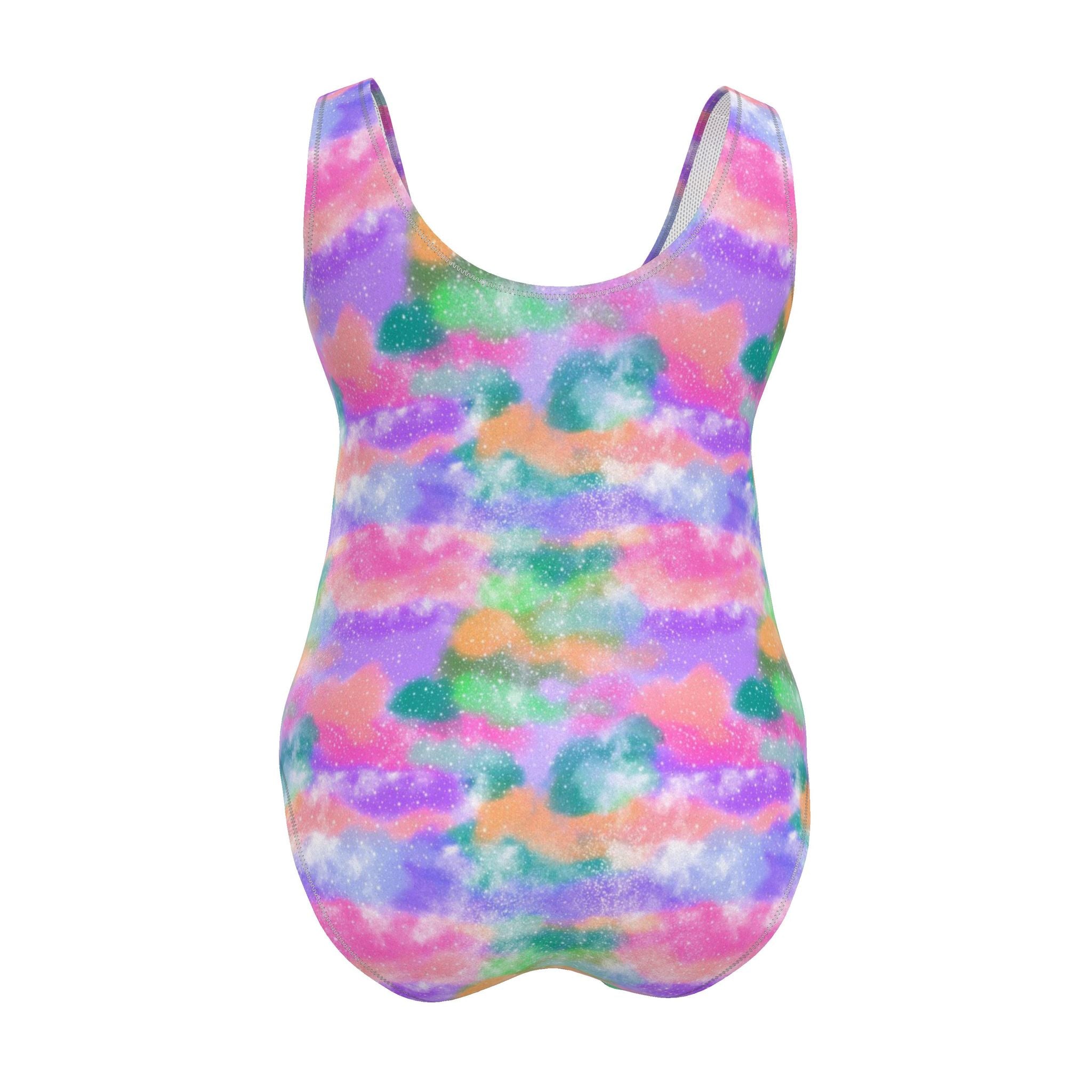 Swimsuit | Rainbow Watercolour Clouds Print | UK Made | 2XS - 7XL
