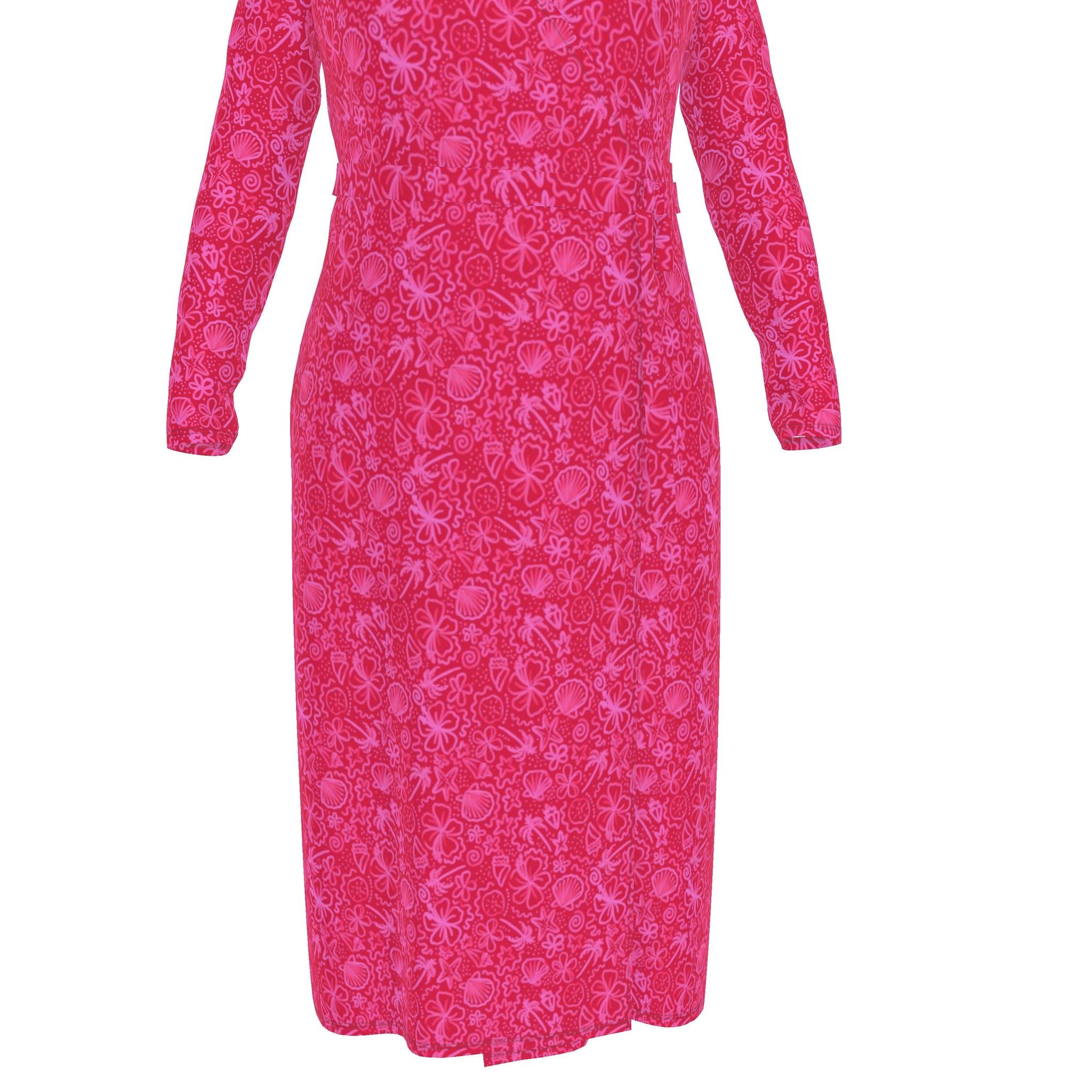 Handmade to Order in the UK | Wrap Dress | Summer Seashells Print
