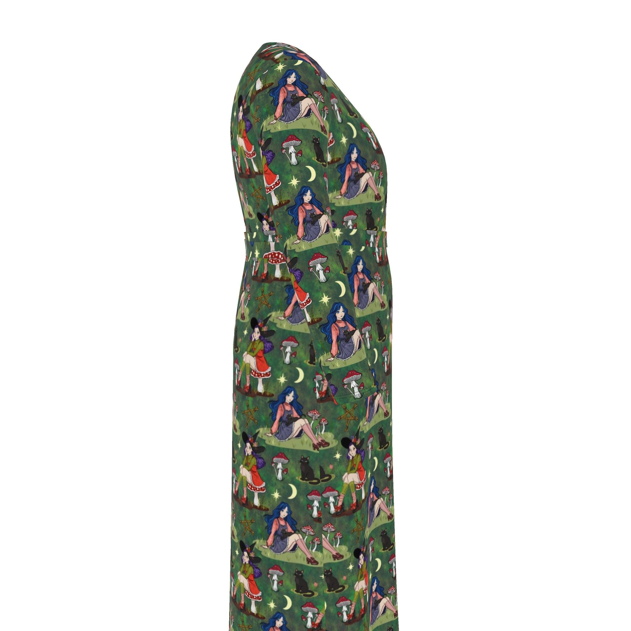 Forest Witch, Toadstools & Cats | Wrap Dress | Made to Order